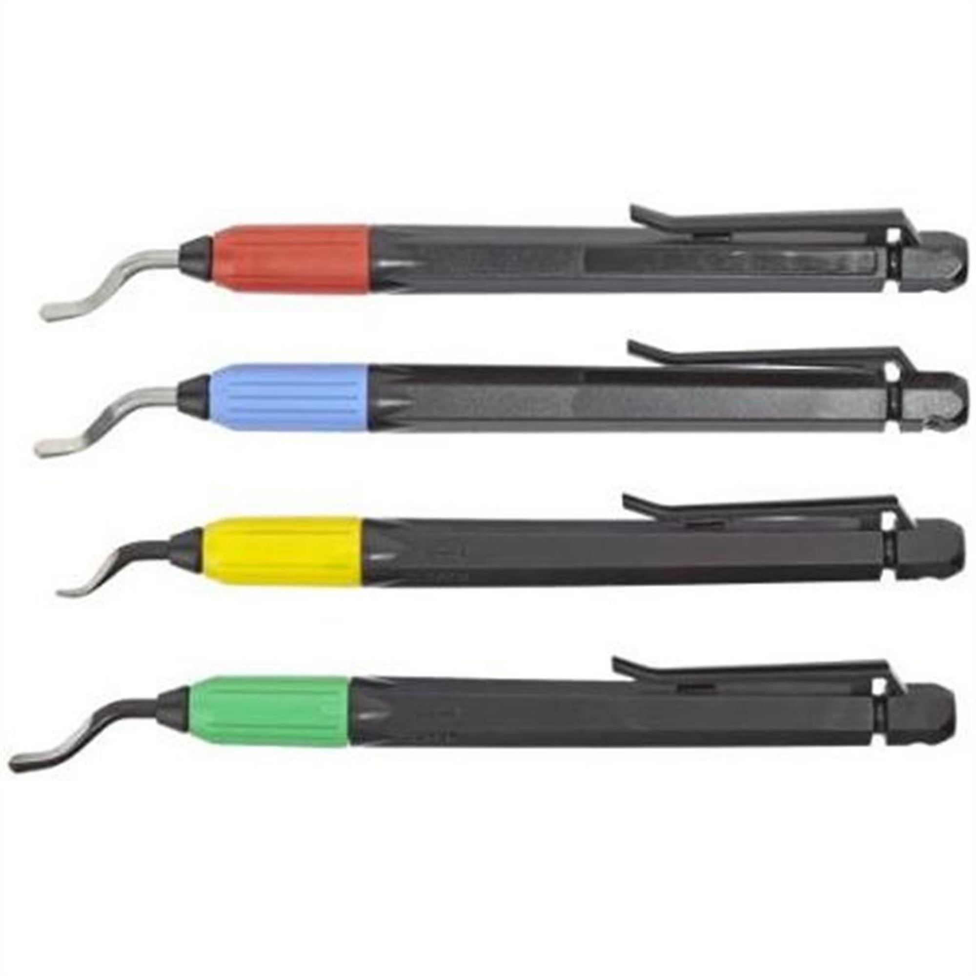 Fowler Deburring Cutter Set — 4-Piece, Rounded Head Blades, Curved Swivel Blades, Model# FOW72-483-777